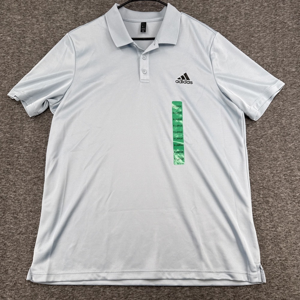 Adidas Mens Polo Shirt X Large Light Blue Recycled Polyester Golf New With Tags